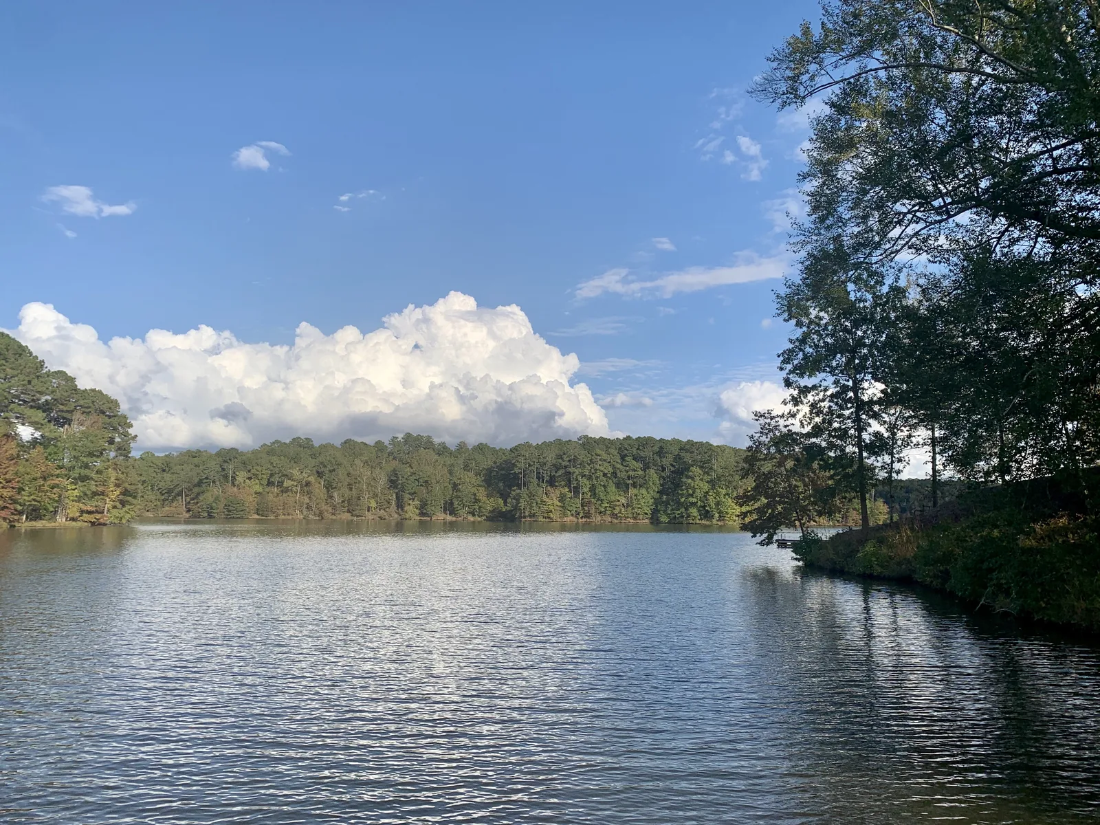 Open water on Lake Oconee under a blue summer sky